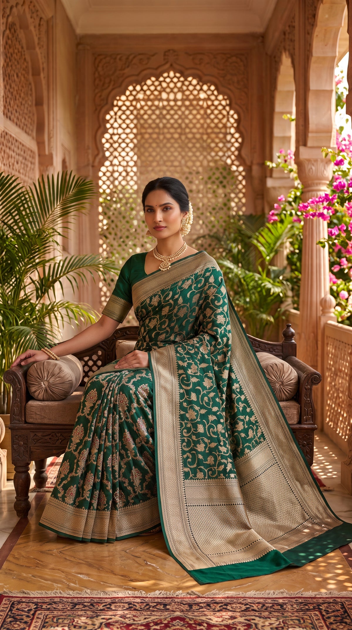 Blue Banarsi Saree with Meenakari Full Jaal