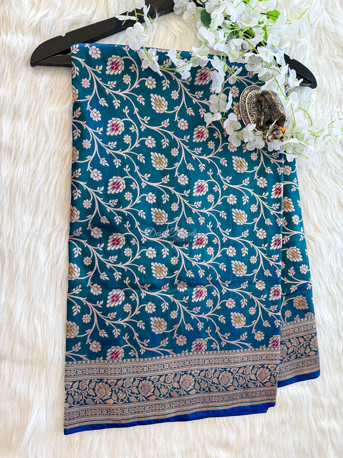 Blue Banarsi Saree with Meenakari Full Jaal