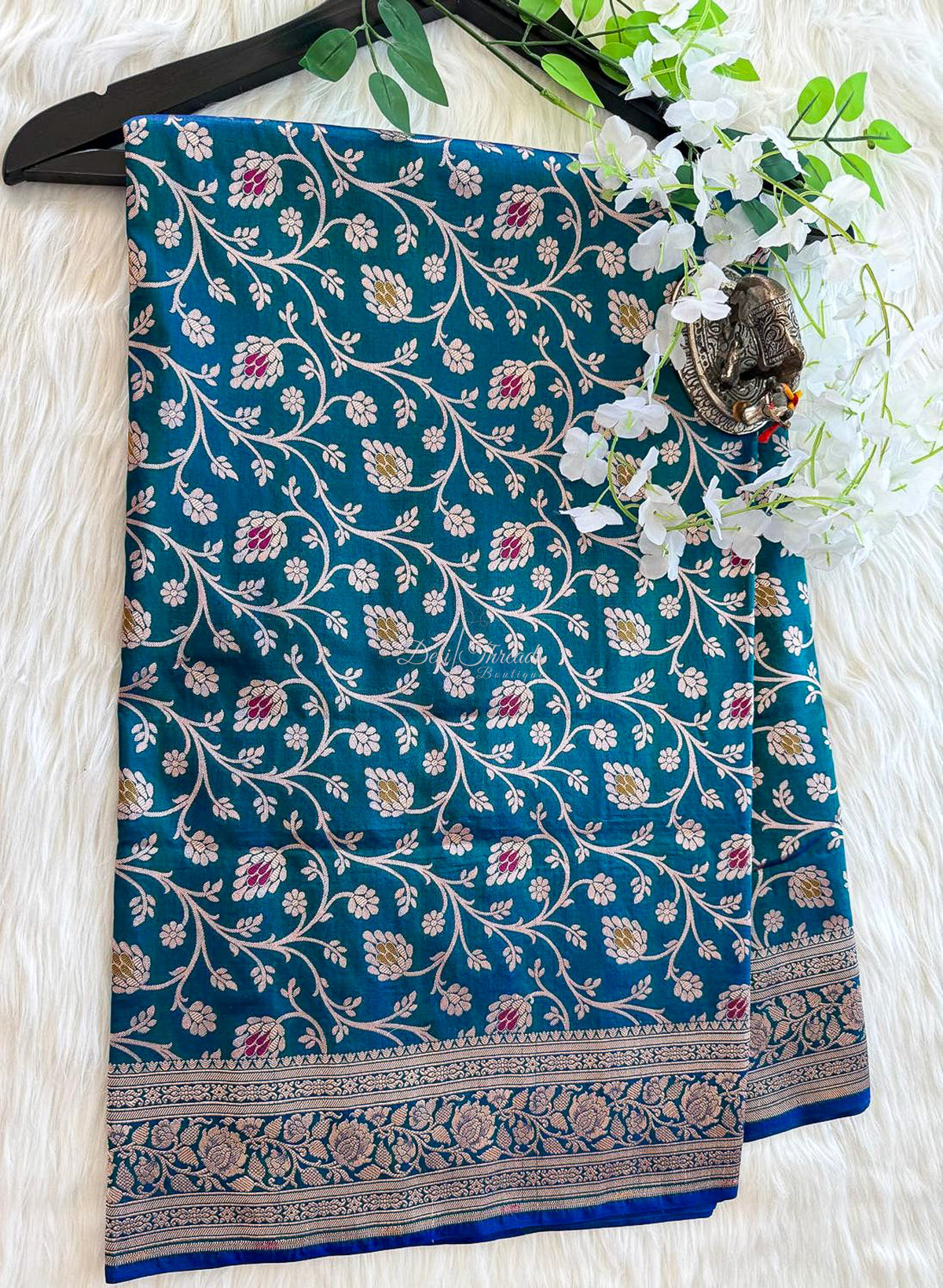 Blue Banarsi Saree with Meenakari Full Jaal
