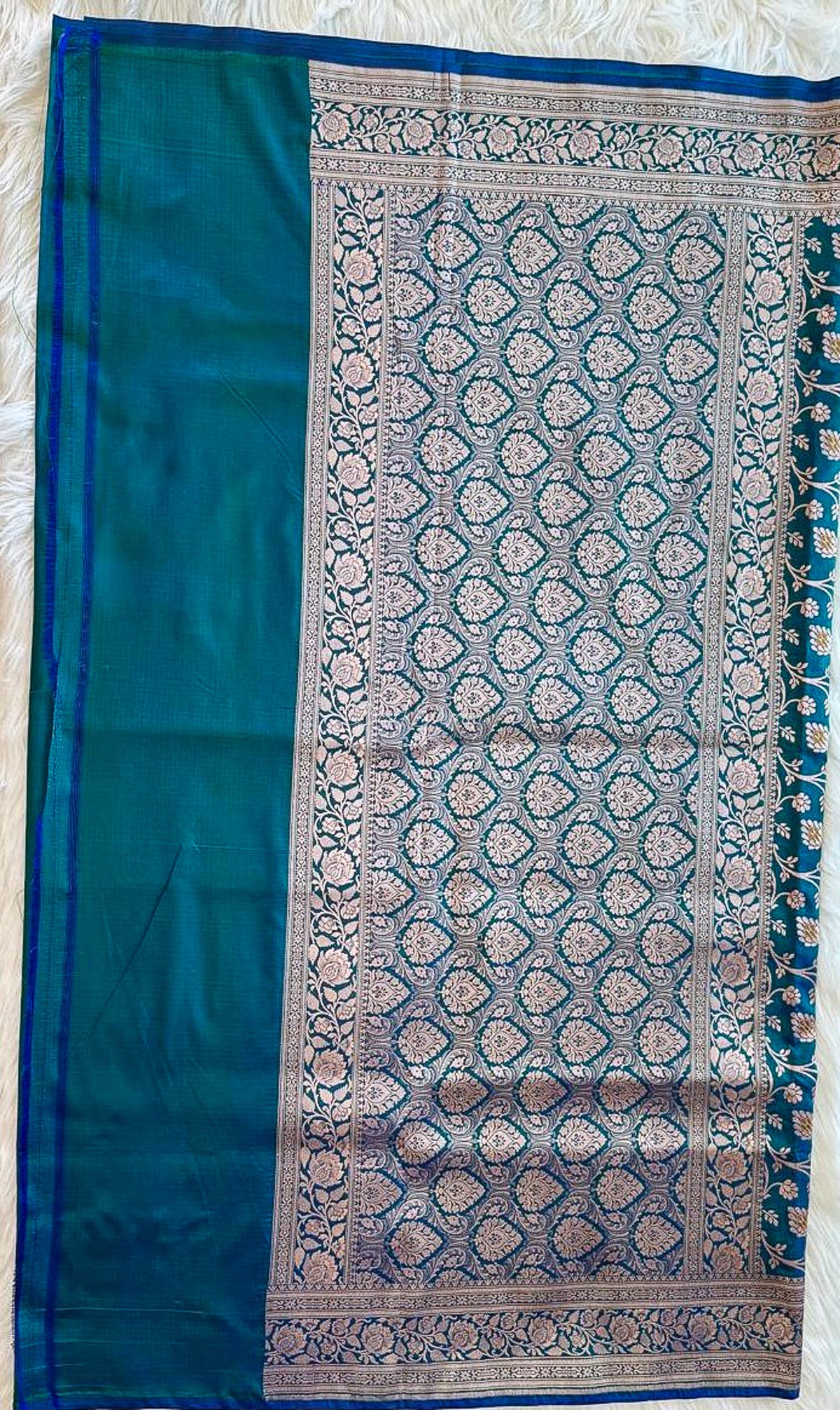 Blue Banarsi Saree with Meenakari Full Jaal