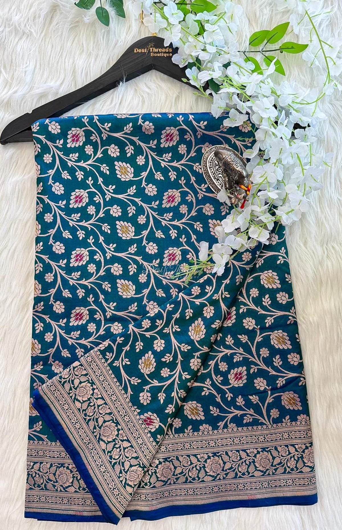 Blue Banarsi Saree with Meenakari Full Jaal